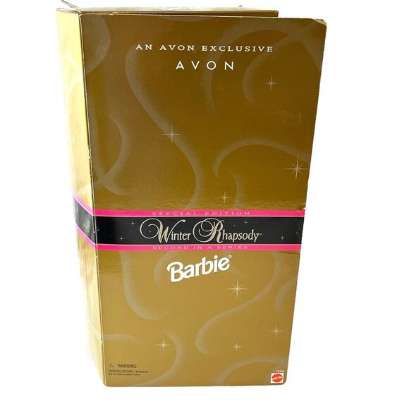1996 WINTER RHAPSODY BARBIE DOLL Avon Exclusive 2nd In Series Blonde Gold BOX - Picture 3 of 5